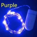 Purple LED copper wire string lights with transparent AA battery box for holiday decor - Purple