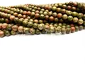 Perles rondes en unakite naturelle pour bracelets DIY, finition marbrée vert et orange - 4mm (environ 90 pcs) / Unakite