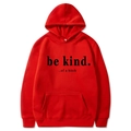 Red hooded sweatshirt with Be Kind graphic print and classic kangaroo pocket - Red (Pattern 2) / S