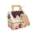 Detail der Weihnachts-Lebkuchenhaus-Geschenkbox mit Kraftpapier-Anhänger und Kordel - Weihnachtsmann / Mit Band + Anhänger