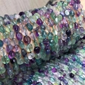 Polished natural fluorite stone beaded necklace with irregular multi-color gemstones - Fluorite