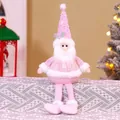 Gnomo di Natale rosa in peluche con gambe lunghe e paillettes per decorazioni festose - Babbo Natale rosa dalle gambe lunghe