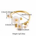 Tableau détaillé des tailles et du poids pour la bague fleur dorée avec perles - Style Fleur Strass