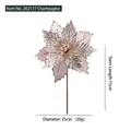 Champagne gold artificial Christmas flower with glitter velvet and 25cm diameter petals - Diameter 25cm (with 15cm stem) / Champagne
