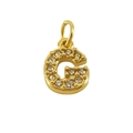 Golden letter G pendant in stainless steel with sparkling clear zircon stones - Letter G