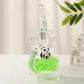 Panda liquid motion ornament in violin shape with green fluid and floating glitters - Panda Violin Ornament