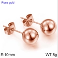Minimalist 10mm rose gold stainless steel ball earrings with secure butterfly backs - 10mm / Rose Gold