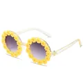 Kids flower sunglasses with yellow daisy frame and purple gradient lenses variant - Clear Yellow Frame Yellow Flower