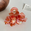 Florale orangefarbene Haarklammer mit holografischen Streifen für elegantes Styling - 8.1cm / Rot