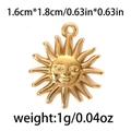 Golden sun face pendant in 304 stainless steel with textured relief finish, size 1.6x1.8cm - 1.6cm*1.8cm / Gold