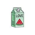 Grüne Milchkarton-Emaille-Anstecknadel mit LOVE-Schriftzug und Wassermelonen-Motiv - Wassermelone LOVE Stil(QHXZ3081)