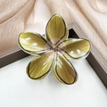 Elegante fermaglio per capelli a fiore dorato con spirale rosa su sfondo in tessuto neutro - Stampa / 8cm / Giallo Caffè