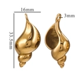 Detailed view of golden 3D stainless steel shell pendant with 33.5mm height dimension - G9-Conch (Gold)