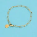 Detail of 18K gold-plated stainless steel paperclip chain bracelet with a lobster clasp - 15CM / Gold