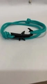 Paracord shark bracelet in turquoise green with black shark-shaped buckle clasp - Turquoise Rope/Black Shark