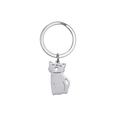 Polished silver stainless steel keychain featuring a cartoon laughing cat pendant - 1 Cat / Silver