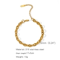 Golden 18K plated stainless steel 6mm chain bracelet with adjustable 17+5cm length - Butterfly Link Chain (ZHSLG22)