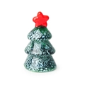 Mini hand-blown glass Christmas tree with red star topper and blue spiral patterns - Dark Green Christmas Tree (Red Star)