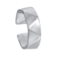 Polished silver geometric faceted stainless steel open ring with minimalist 3D design - Adjustable Open / Silver