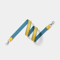 Adjustable woven shoulder strap in mustard yellow and lake blue with leather ends - Width 2.5cm Length 70cm / Yellow Webbing with Silver Buckle