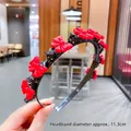 Diadema para niñas con lazos rojos, diámetro 11,3 cm, accesorio de peinado creativo - Lazo rojo