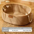 Large woven cotton rope pet bed with handles for cats up to 9kg, 50x36x18.5cm size - Portable Cotton Rope Nest / Large