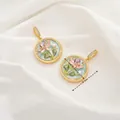 Enamel lotus pendant with white pearl and blue oil painting style flower detail - Style 11 Blue Pink Lotus Woven Round Pendant