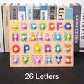 Educational wooden puzzle board with 26 colorful alphabet letters and easy-grip knobs - A003 26 Letters