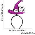 Purple wizard hat Halloween LED headband with Boo text and skull charm, 29cm size - BOO Witch Hat