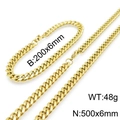 Set collana e bracciale a catena cubana in acciaio inossidabile placcato oro 18k - Oro (KS137515-Z)
