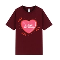 Deep red Mother’s Day T-shirt with I Love My Mom print in a soft cotton knit fabric - XS / Heart Letter Print / Burgundy