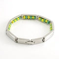 Pulsera de cuentas de acero inoxidable plateado con toques amarillos y verdes - Color Acero
