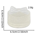 Detail of cream white bow embroidery patch with size dimensions 6.5x6.4cm and weight - Beige Hat / 8#