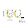 Titanium steel mixed gold-silver hoop earrings with 18mm outer diameter measurements - 4.0*10mm / Two Colors