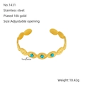 18K goud vergulde roestvrijstalen open armband met vintage blauwe turkoois edelsteen - Goud