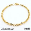 3.6mm wide gold-plated stainless steel woven chain bracelet with lobster clasp - 3.6mm Gold Tone (Rope Chain) / 20cm