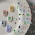 Stickers à ongles fleurs en relief 3D avec lavande et tulipes pour décoration manucure - Fleurs Brodées Vintage (CO-026)