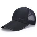 Lightweight black mesh sports baseball cap with sport embroidery and breathable net side - Adjustable / Navy Blue