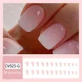 Kurze quadratische künstliche Nägel in Nude-Rosa mit Farbverlauf, 24er Set DY825-G - 24er Komplettset Mit Werkzeug / DY825-G Farbverlauf Rosa [Kleber + Stift + Feile Set]