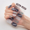 Laser bronzing nail stickers DQ3-004 featuring dark blue and gold foil accents - Deep Blue Grey Nude Silver Gold Foil Style (DQ3-004)