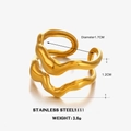 Minimalist double-layer wavy open ring in 18K gold plated stainless steel - Adjustable Open (Inner Diameter 1.7cm) / Gold