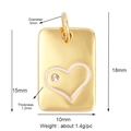 Gold rectangular pendant with white enamel heart and zircon stone 18x10mm jewelry - L706724-White White Heart Rectangle