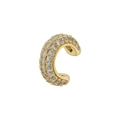 Detailed view of C-shaped ear cuff with gold plating and rows of micro-pave crystals - VE963 Pavé Zirconia / Gold
