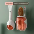 Organizer rosa da parete per bagno con porta bicchiere e dispenser di dentifricio - Set bicchiere singolo e spremi dentifricio / Rosa Carminio