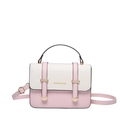 Pink and white messenger crossbody bag with gold hardware and top handle for women - Pink