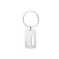Silver brushed metal military tag keychain featuring a hollowed-out letter J design - Letter J