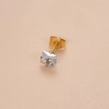 Klassischer goldener quadratischer Zirkonia Ohrstecker aus Edelstahl mit Verschluss - 3mm / Gold