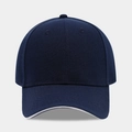 Cappellino da baseball blu navy a sei pannelli con visiera curva e profilo bianco - Regolabile / Blu navy