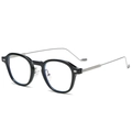 Classic black optical frames with silver metal temples and blue light blocking lenses - Shiny Black Silver