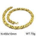 Punk style golden titanium steel king chain necklace, 10mm wide and 450mm long - 10mm x 18cm / Gold